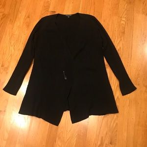 EILEEN FISHER BLACK OPEN CARDIGAN, SIZE M